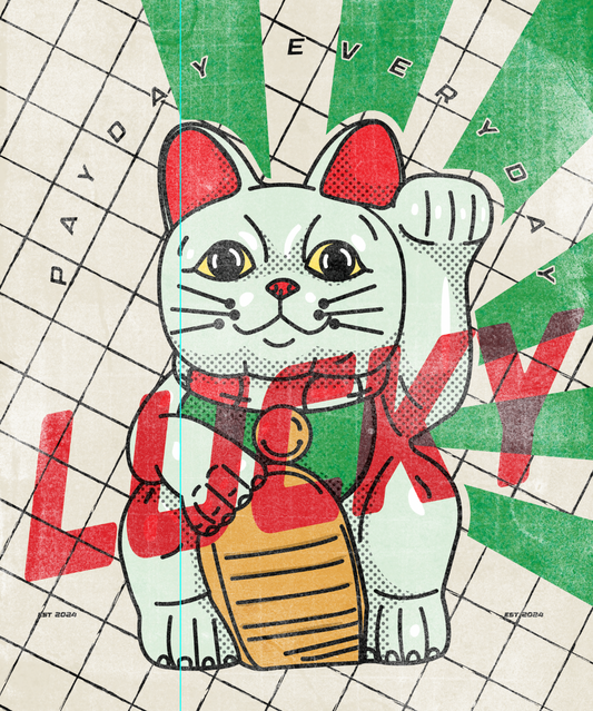 Lucky Cat Japanese illustration